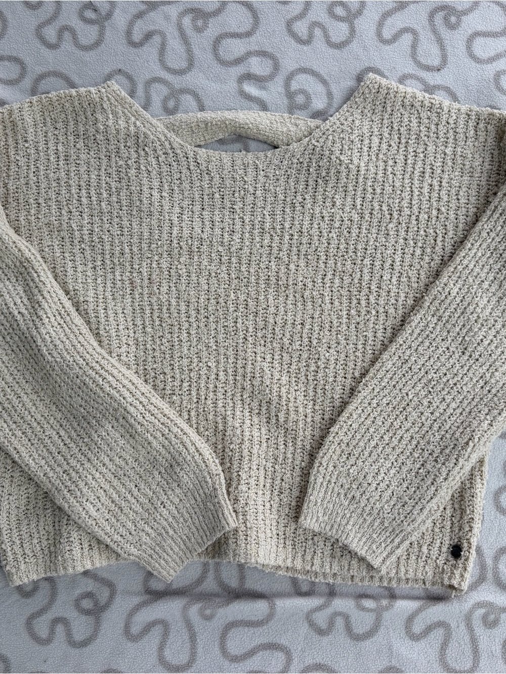 Roxy Cream Textured Scoop-Neck Knit Sweater
